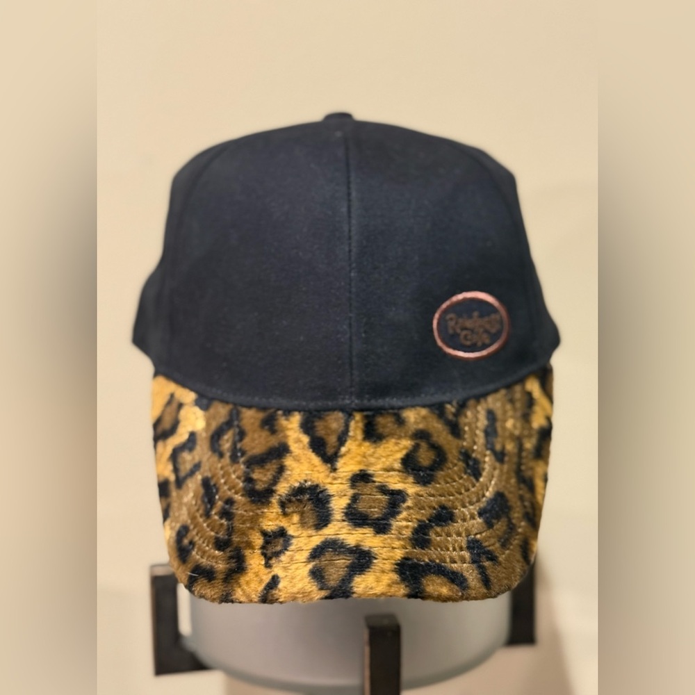 Rainforest Cafe Orlando Black With Leopard Animal Print Bill & Strapback Hat Cap
